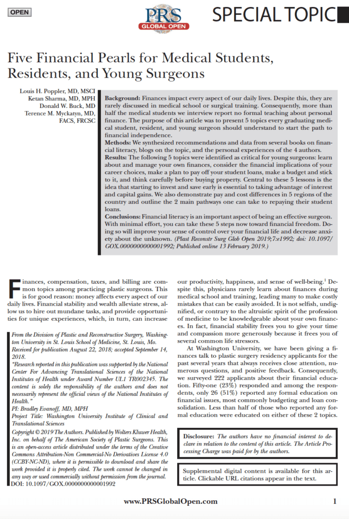 Five Financial Advice Pearls for Surgeons